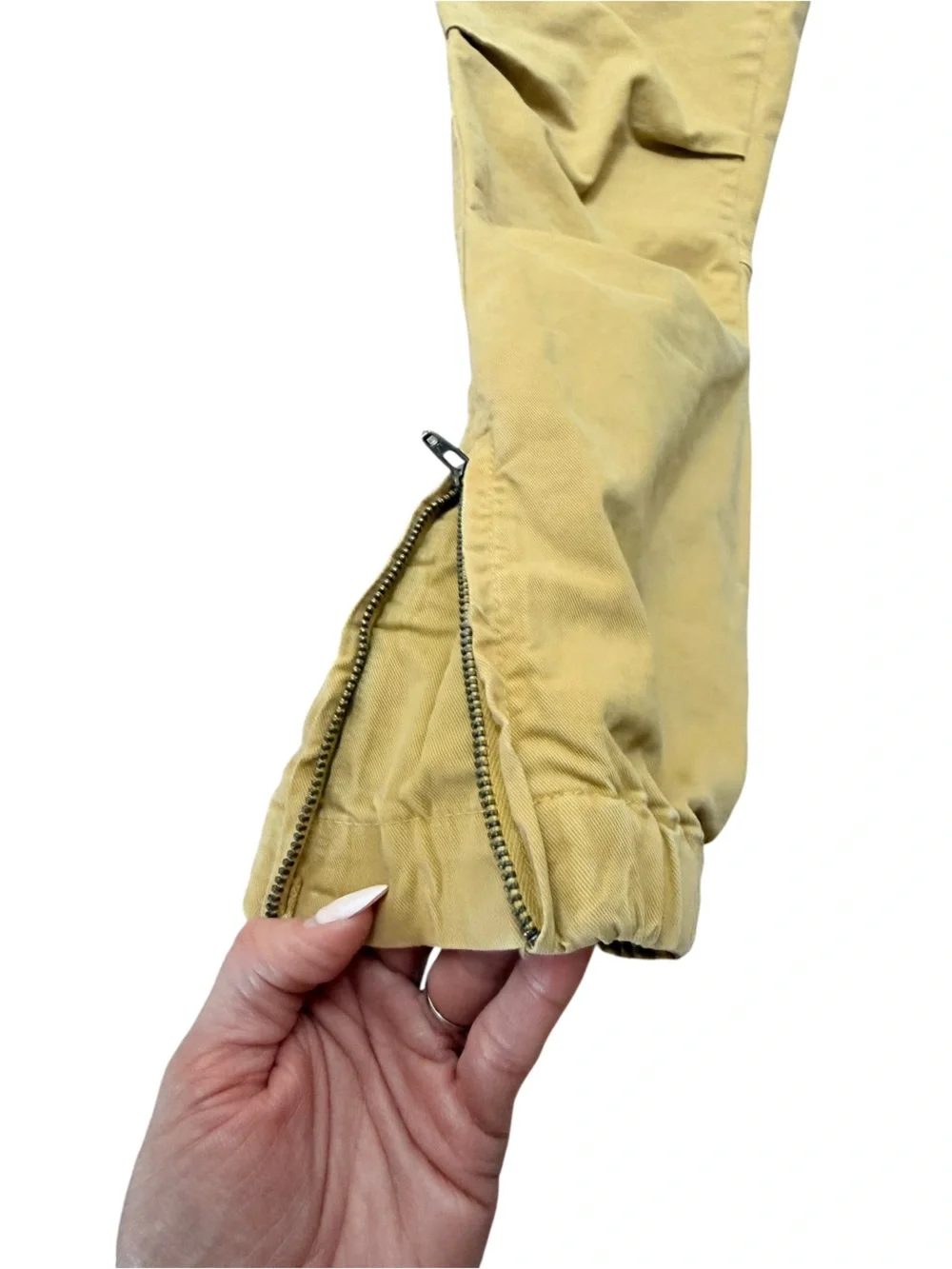 Nili Lotan French Military Cargo Jogger Pants Mustard Size 2 Ankle Zip